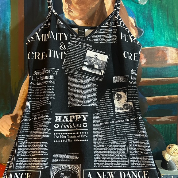 SHEIN Black and White Newspaper Print Maxi Dress Size Small - Picture 16 of 16